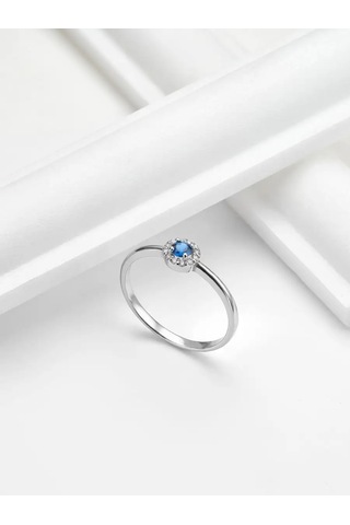 Lapshov Safir Ve Zirkon Taşlarla Süslenmiş 925 Ayar Gümüş Yüzük 134203225 Mavi