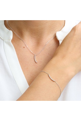 Mia Vento Pırlanta Montür Zarif Dalga İkili Gümüş Set