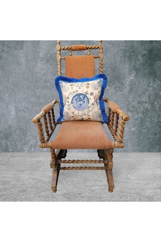 Astroloji Çift Taraflı Dekoratif Püsküllü - Saçaklı Kırlent Kılıf Karışık/Çok Renkli