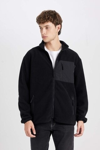 DeFacto Regular Fit Dik Yaka Fermuarlı Cepli Polar Hırka A6892AX24WNBK81 Siyah