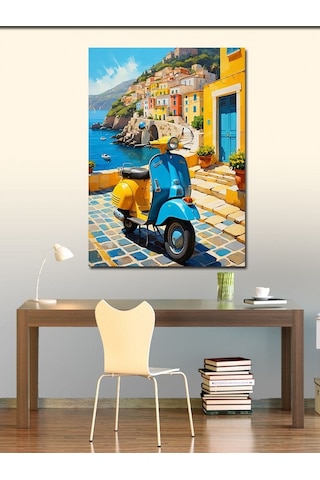 Kanvas Tablo Akdeniz De Vespa İle Gezi 70cmx100cm