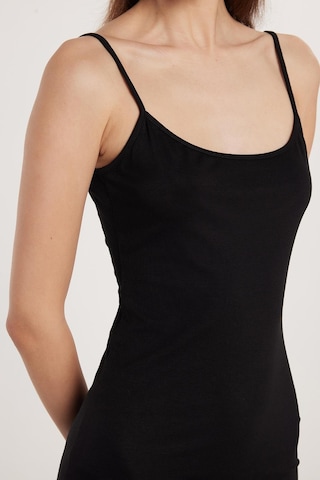 Tudors Kadın Slim Fit Dar Kesim İnce Askılı U Yaka Siyah Elbise-33579 Siyah