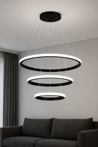 Rizon 3 Lü Led Sarkıt Avize Beyaz Işık Siyah