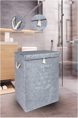 Keçe Kapaklı Çok Amaçlı Mega Kutu Gri 55x41x30 Cm Gri