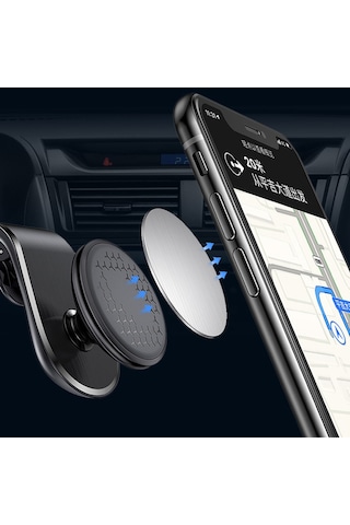 Araç İçi Manyetik Telefon Tutucu Kancalı Havalandırma Izgarası Uyumlu 360 Döner Mıknatıslı Telefon Standı 03829299