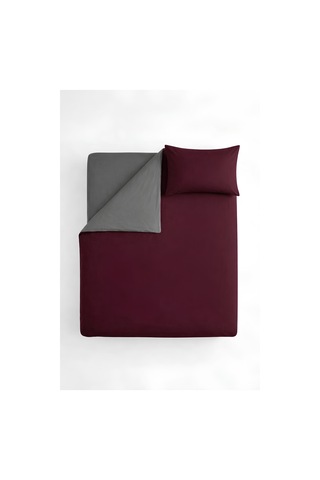 Bordo & Gri Tek Kişilik Nevresim Takımı Modern Minimal Seri Bordo-gri
