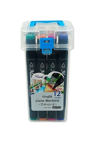 Masis Çift Taraflı Twin Grafik Marker Kalem Seti 12 Renk