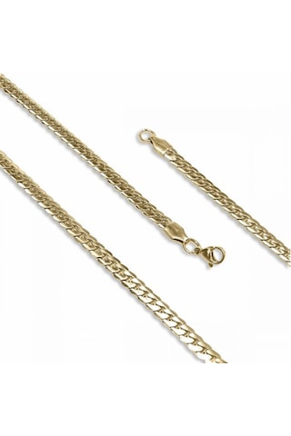 Erkek Yassı Yılan Sırtı Çelik Kolye 1.2mm X 4mm 9196 Altın