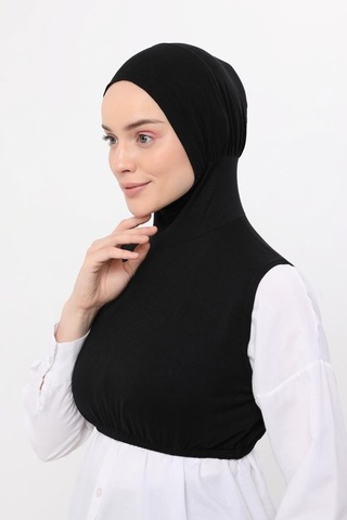 Altobeh Sıfır Kollu Boyunluklu Boneli Yarım Body Siyah Çok Renkli