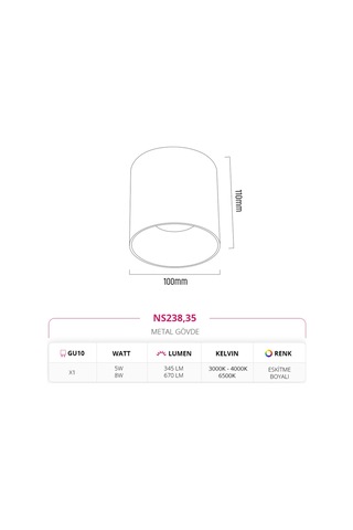 Nevo Sıva Üstü Led Spot Ns238,35