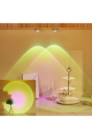 Led Kablosuz Günbatımı  Gece Işığı Projektör Deoration Ev Duvar  Odası Mutfak Vitrin  Için Led Işıkları Güneş Çok Renkli