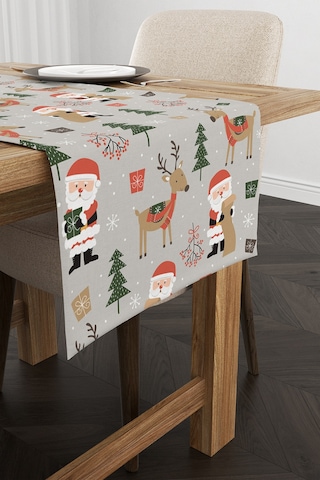 Kırmızı Gri Yılbaşı Temalı Dijital Baskılı Runner Cgh920 Rn