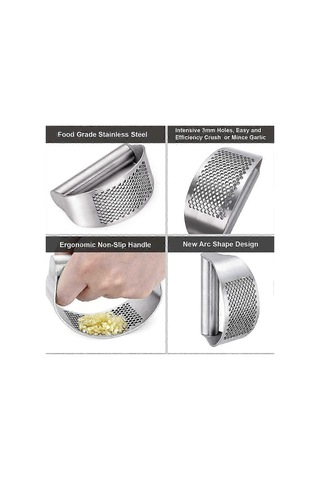 Sarımsak Presi Salıncak - Paslanmaz Çelik Sarımsak Kıyma Makinesi Sarımsak Ezici, Sarımsak Parçalamak İçin Yeni Yenilikçi Sarımsak Doğrayıcı İmparatorluk Gümüşü Siyah