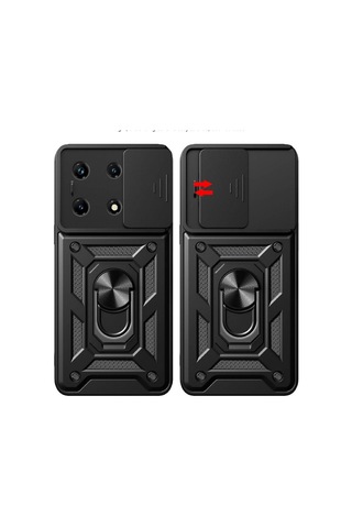 İnfinix Note 30 Pro İle Uyumlu Kılıf Magnetik Standlı Kamera Korumalı Sürgülü Kapak