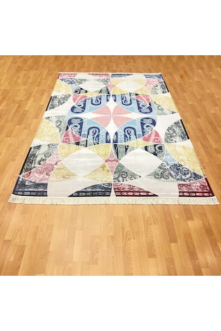 Geometrik Desenli 200 X 300 İpek Halı Çok Renkli