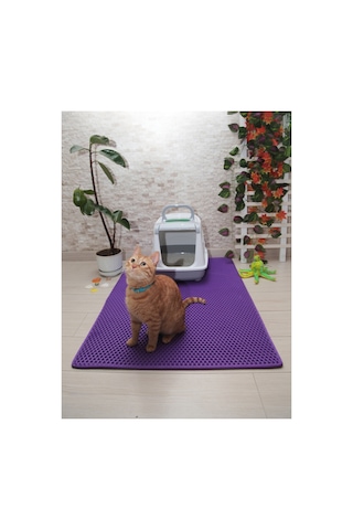 75x110 Cm Mor Kedi Tuvaleti Önü Paspasi Kedi Kumu Paspasi