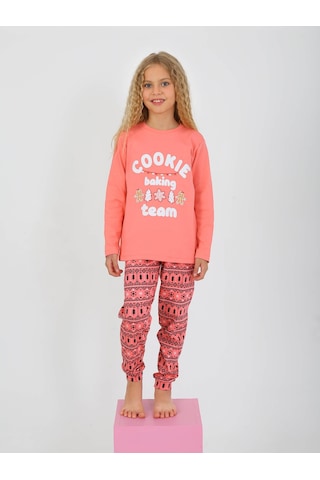 Kız Çocuk Uzun Kollu %100 Pamuklu Pijama Takımı Cookie Team SOMON