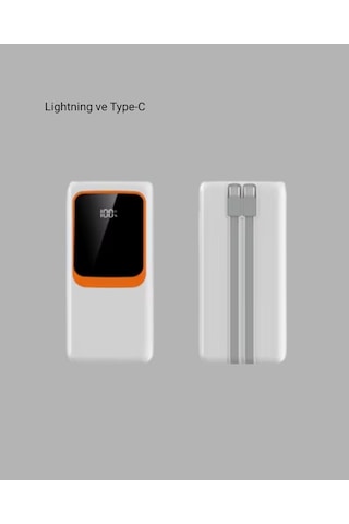 10000 Mah Taşınabilir Powerbank Çift Çıkışlı Type-c Ve Lightning Uyumlu BEYAZ 54565135