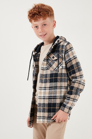 Lela Ekoseli Kapüşonlu Cepli Kışlık Oduncu Erkek Çocuk Gömlek Cf24W81779 Bej