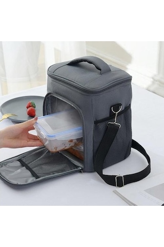 Su Geçirmez Termal Yalıtımlı Seyahat Çantası, Oxford Kumaş Öğle Yemeği Taşıma Çantası, Isı Koruyucu Taşınabilir Beslenme Çantası, Crossbody Tote Organizer Gri