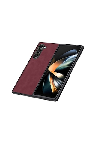 Samsung Galaxy Uyumlu Z Fold5 Deri Desenli Plastik Koruma Kılıf - Al3156