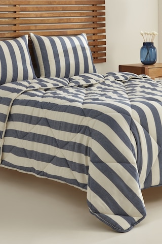 Karacahome Sarah Anderson Barlet Çift Kişilik Comfort Uyku Seti Çizgili Mavi