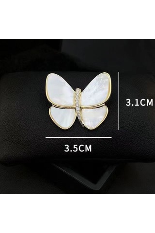 Monyee Altın Renkli Yumuşak Kelebek Motifli Taklit İçinli Broş - Zirve Elegan Fantezi Aksesuar Çok Renkli