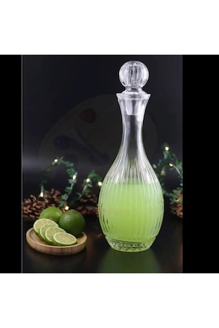 El Yapımı Özel Tasarım Cam Çizgili Model Lüx Sürahi Karaf