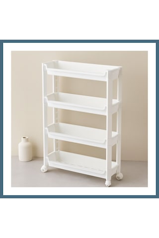 Agc Uygun Sepet 4 Katlı Tekerlekli Sepet Organizer Raf 465x145x670mm Agc Çok Renkli