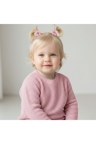Simli Çiçekli Kız Bebek Çocuk Toka 2li Pudra