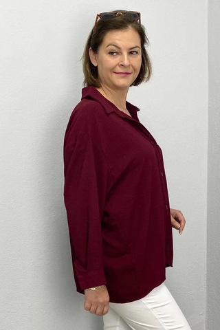 Mia Butik Kadın Bordo Ayrobin Gömlek Bordo