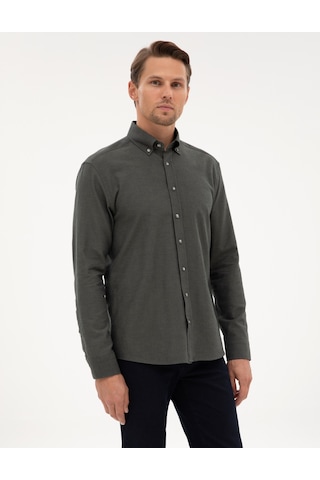 Pierre Cardin Erkek Koyu Haki Gömlek Desenli 50311380-vr111 Koyu Haki