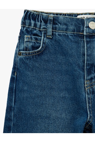 Koton Pamuklu Cepli Beli Lastikli Rahat Kesim Denim Pantolon Orta İndigo 6skb40051td