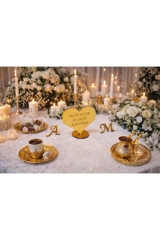 Damat Kahvesi İçin Şık Kalp Sunumluk Kişiye Özel No20005