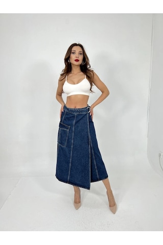 Defymoda 6522 Kot Etek-mavi