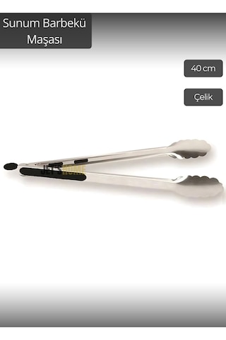 Sunum Maşası Barbekü Maşası Mangal Maşa Çelik Salata Maşası 40 Cm