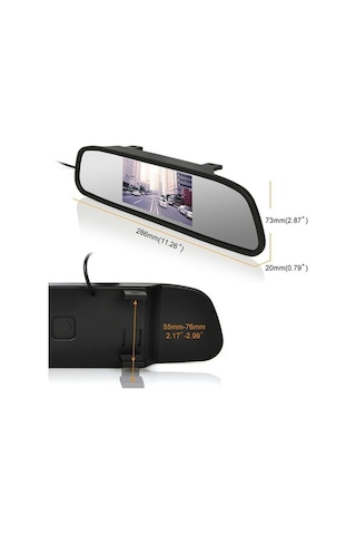 Dancemonkey Rg-202 Kamyon Dikiz Aynası Ekranı 4.3'' Su Geçirmez Yuvarlak Kamera