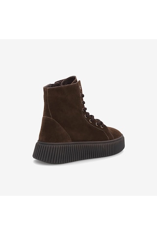 Cacao Dark Brown Bot Kadın 40c6 Frau Waxy Laced Bootıe Wıth Platform Acı Kahverengi
