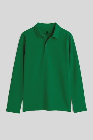 Yeşil Polo Yaka Basic Uzun Kollu Unisex Çocuk T-shirt - 11170 Yeşil