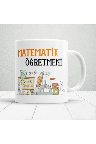Matematik Öğretmeni Yazılı Öğretmenler Günü Hediyelik Baskılı Kupa Beyaz