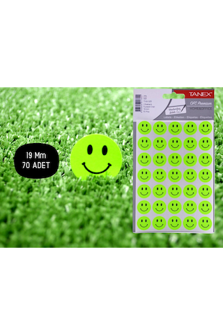 Tanex Tnx-325 Flo Daire Yeşil Gülen Etiketi 19 MM 70 Adet