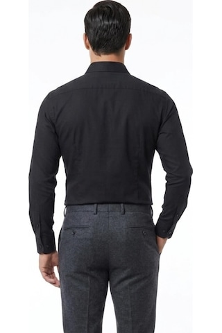UKİ Uki Siyah Saten Slim Fit Klasik Gömlek SİYAH
