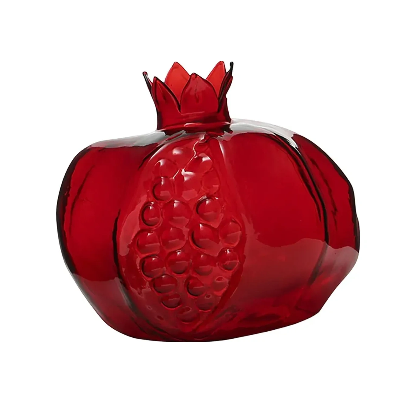 Kosona Kırmızı Cam Nar Şekilli Masaüstü Süs Vazo, Su Bitkileri Ve Yapay Çiçekler İçin, Sabit Tabanlı Dekoratif Mini Süs Eşyası