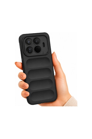 Xiaomi Mi 15t Pro Uyumlu Kılıf Esnek Tpu Oyuklu Arka Yüzey Tasarımlı Silikon Kapak Siyah