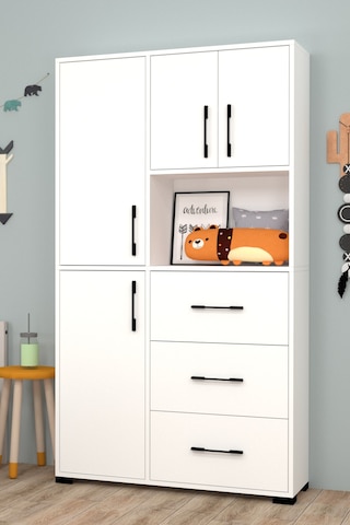 Berlin Çekmeceli Ve Kapaklı Çok Amaçlı Dolap Beyaz