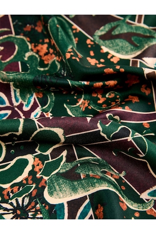Koton Geometrik Ve Botanik Desenli Saten Kare Fular Bandana Multıcolor 7wak50263aa Mavi