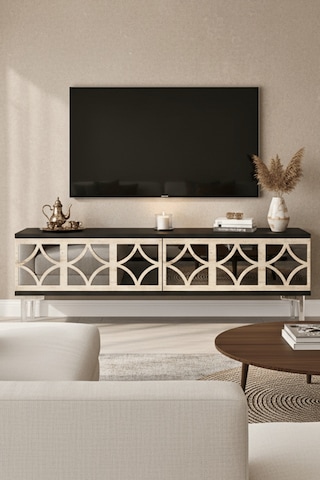 Tsa1236ats - Öztv120 Tv Stand, Tv Sehpası Antrasit - Traverten - Sılver 120cm