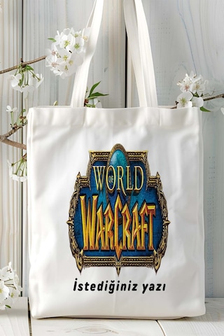 Art Hediye World Of Warcraft Oyun Baskılı Bez Çanta Omuz Çantası Model 1 Çok Renkli