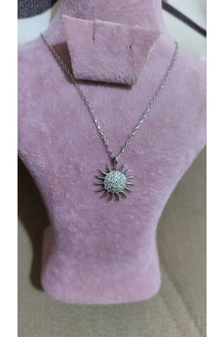 Modagümüşevi 925 Ayar Gümüş Güneş Kolye, Gümüş Kadın Kolye, Güneş Kolye