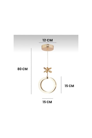 Aurea Model Gold 3 Renk Modu Ledli Kristal Taşlı Modern Salon Mutfak Oturma Odası Sarkıt Led Avize Gold